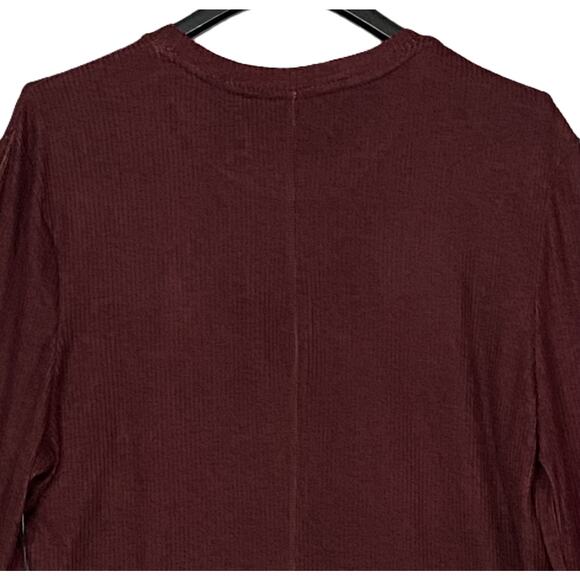Ted Baker London T-Shirt Men's Large Ribbed Crew Neck Long Sl Maroon Heather NEW - Picture 6 of 11